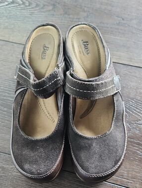G.H. Bass & Co. Brown Suede Mary Jane Clog Mules